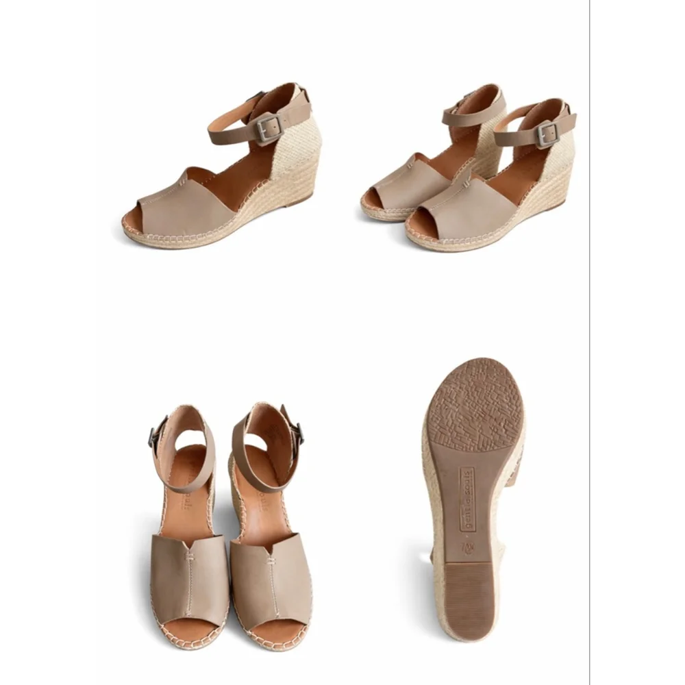 New Gentle Souls Beige Espadrille Wedge Sandals Size 8.5
